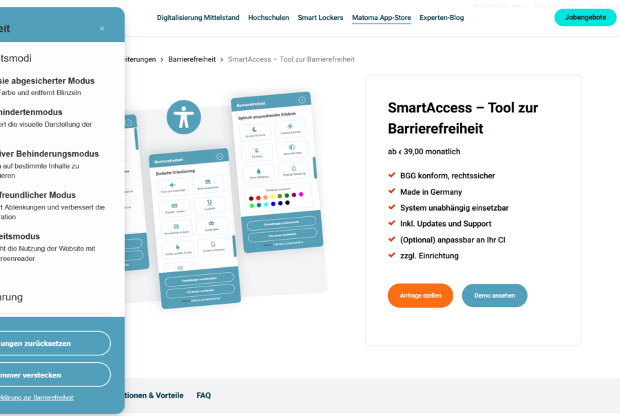 Barrierefreiheits-Tool zur Einbindung auf Websites