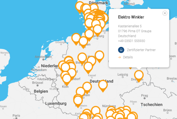 Interaktive Karteneinbindung mit Partnern an unterschiedlichen Standorten auf der LuxorLiving.de Website nach dem Relaunch.